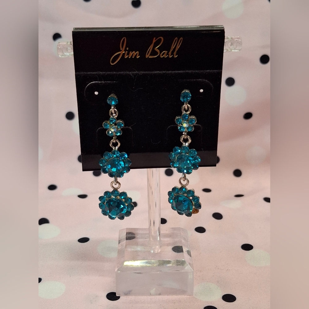Blue Crystal Drop Earrings